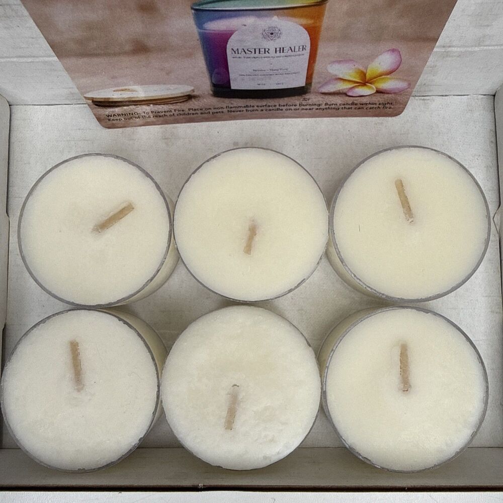 Lotus and Luna Tealight Candles Set Of 6 Master Healer Healing Energy NIB